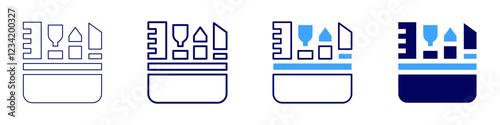 Stationery materials icon in 4 different styles. Thin Line, Line, Bold, and Bold Line. Duotone style. Editable stroke