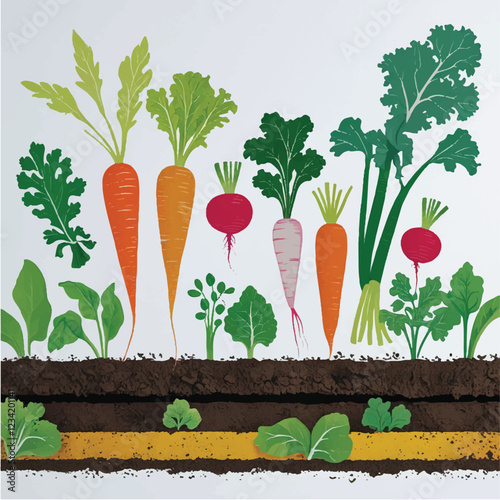 Freshly harvested root vegetables, vibrant and diverse, conveying healthy eating from garden to table.
