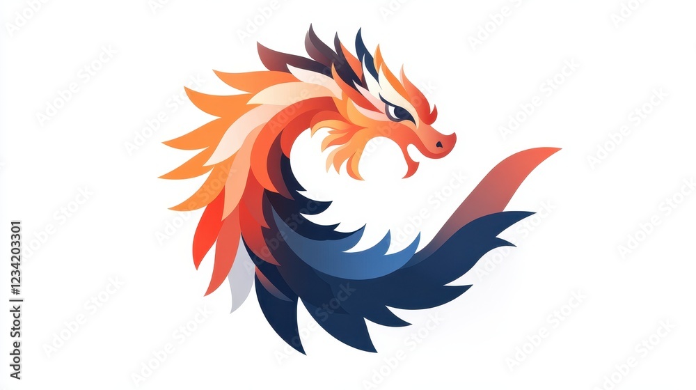 Fototapeta premium A stylized dragon illustration with vibrant colors and flowing shapes.