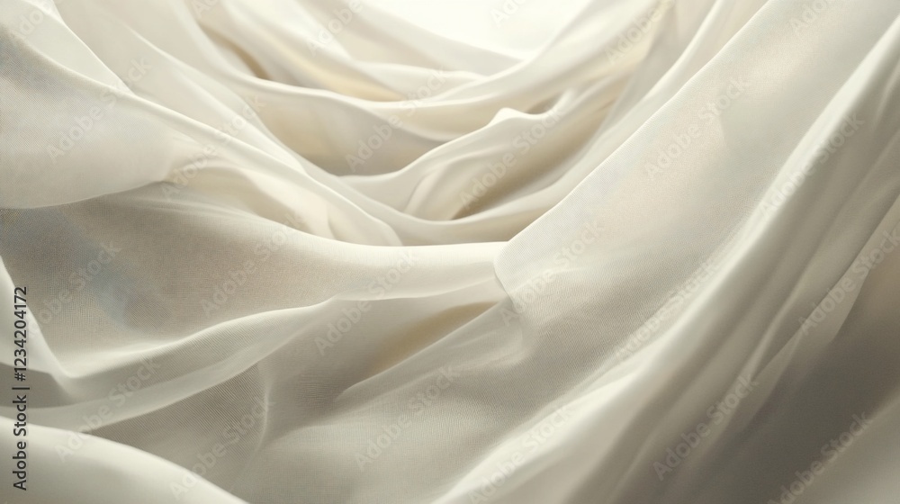 Obraz premium Elegant flowing cream colored fabric folds creating abstract wavy textures