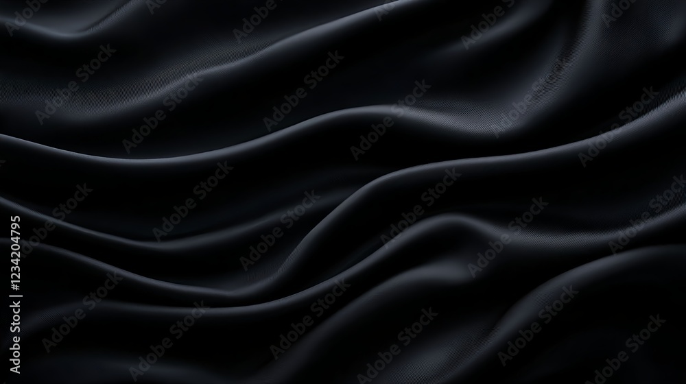 Fototapeta premium Dark Draped Fabric Texture Smooth Black Waves and Subtle