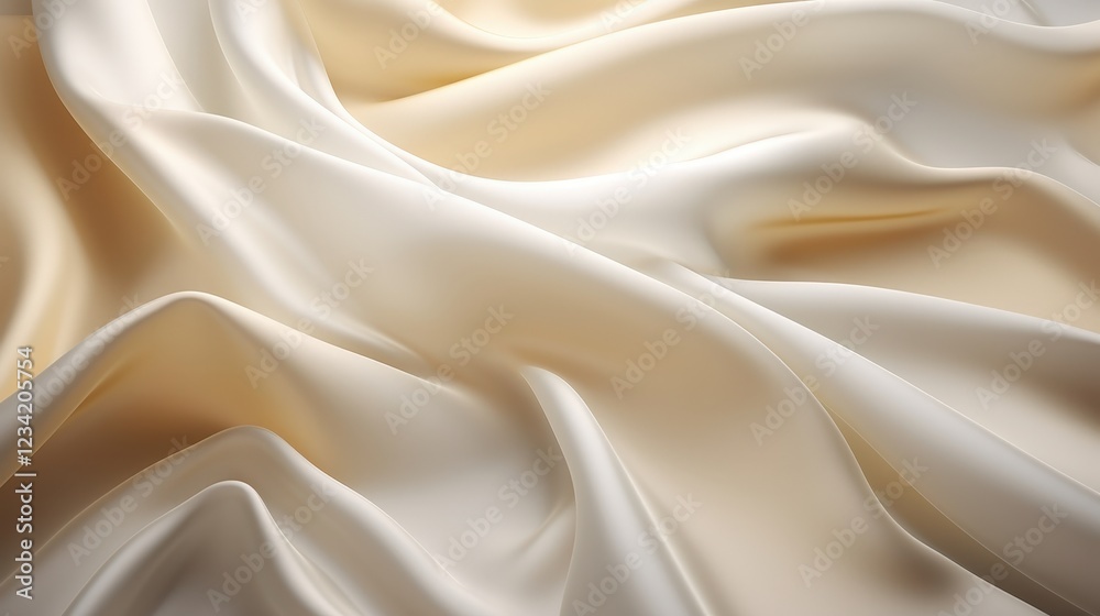 Fototapeta premium Elegant Silk Fabric with Smooth Texture and Soft Waves in a Beautiful Cream Color for Styling, Fashion, and Interior Design Projects