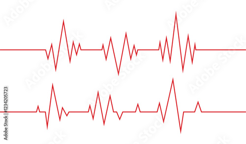 Heartbeat line. Pulse cardiogram Icons of heart beat. Ecg Electrocardiogram with healthy rhythm, cardio attack, ischemia, infarction. Symbol for cardiac
