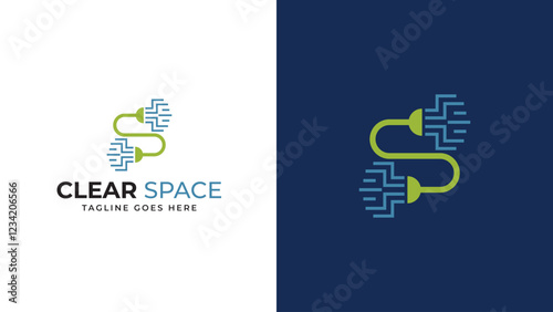 S Letter Window cleaning tool, clean service isolated icon logo