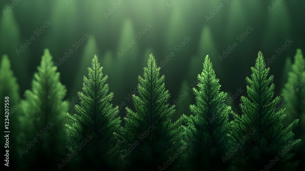 Obraz premium Dark Green Forest with Sunlight