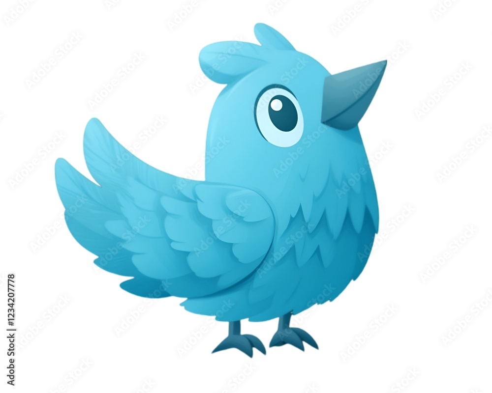 Fototapeta premium Sleek Twitter Bird Icon in Vibrant Sky Blue