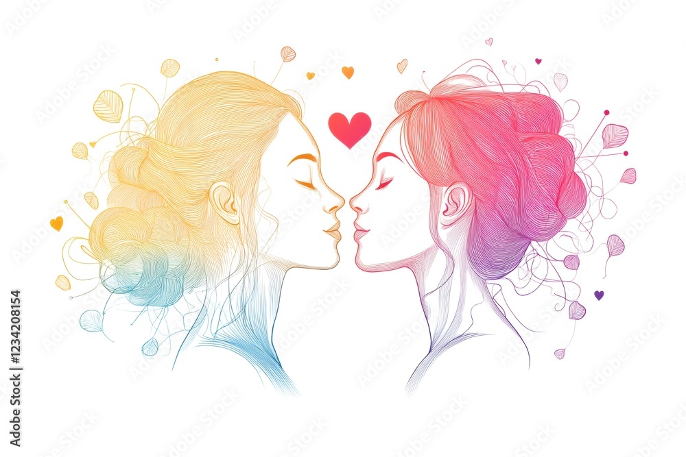 Two women sharing a romantic moment, embracing love and affection Two women sharing a romantic moment, embracing love and affection