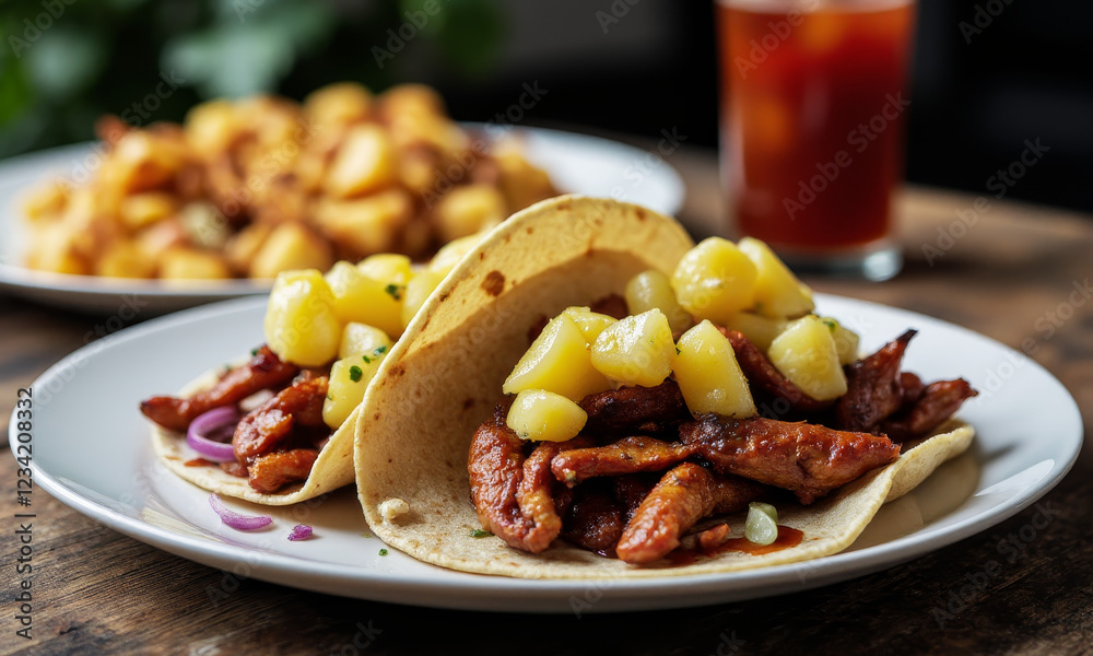 Tacos al Pastor with Pineapple and Onion Tacos al Pastor with Pineapple and Onion