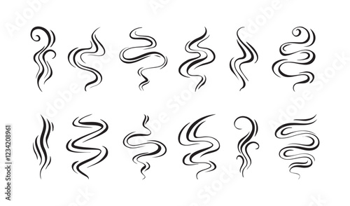 Smoke, aroma lines icon. Doodle Wavy Smoke lines symbol sketch style hand drawn