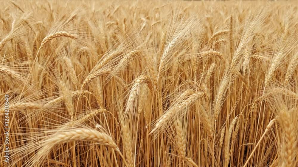 Golden wheat field swaying gently under summer sun Golden wheat field swaying gently under summer sun