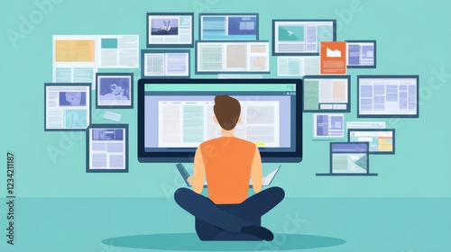 Watching News Online,Reading Digital Newspaper, 