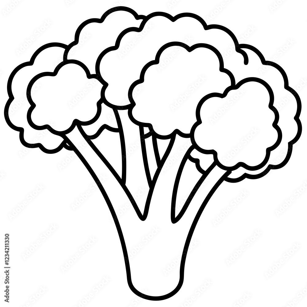 Broccolini Outline Sleek Vector Art Broccolini Outline Sleek Vector Art