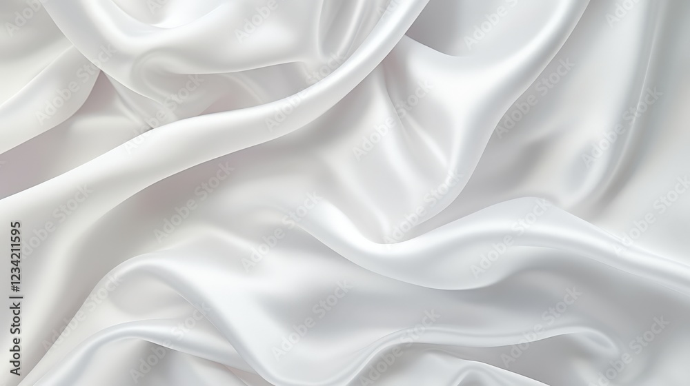 Obraz premium Close-Up of Crumpled Pure White Silk Fabric Showcasing Smooth Texture and Elegant Drapery, Perfect for Textile and Fashion Design Contexts