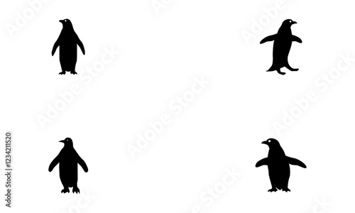 Penguin silhouette set in black and white