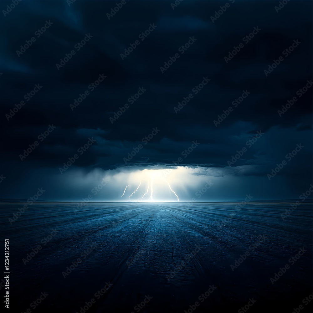 Fototapeta premium Dark Night Storm with Intense Lightning