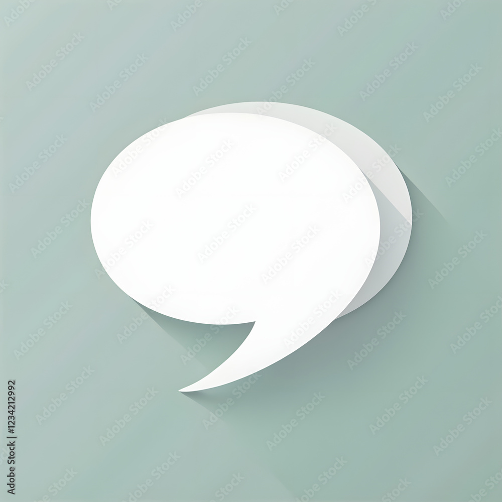 Modern UI speech balloon symbol with long shadow, white chat bubble icon on a light background, representing online messaging, digital forums, and interactive discussions Modern UI speech balloon symbol with long shadow, white chat bubble icon on a light background, representing online messaging, digital forums, and interactive discussions