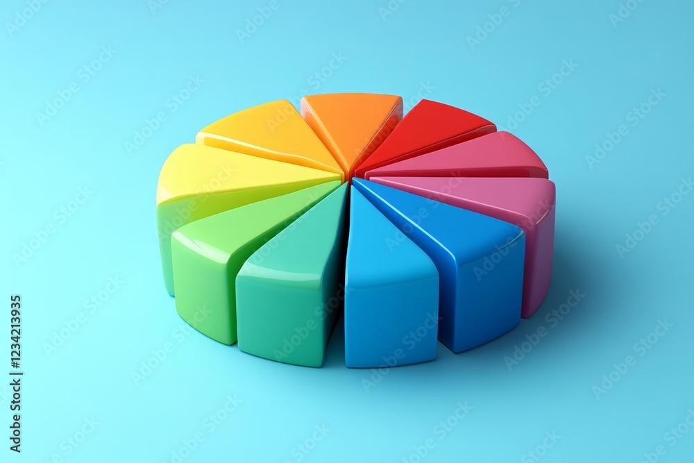 Obraz premium Colorful geometric shapes arranged in a circular design on a blue background