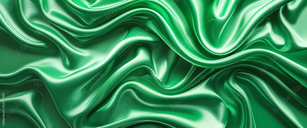 Obraz premium Green silky glowing color background