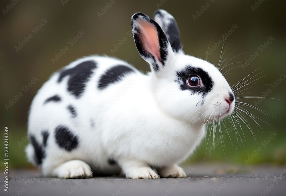 Adorable Black and White Rabbit Outdoors Adorable Black and White Rabbit Outdoors