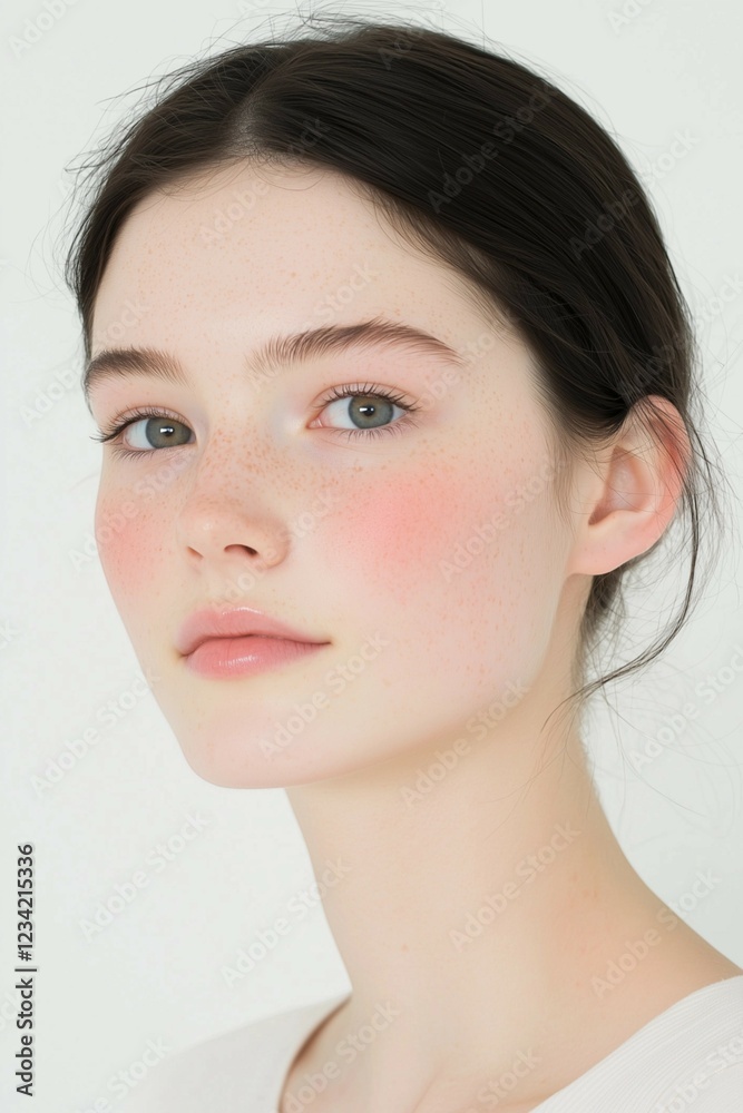 Fresh and Radiant Natural Beauty with Freckles and Glowing Skin Fresh and Radiant Natural Beauty with Freckles and Glowing Skin