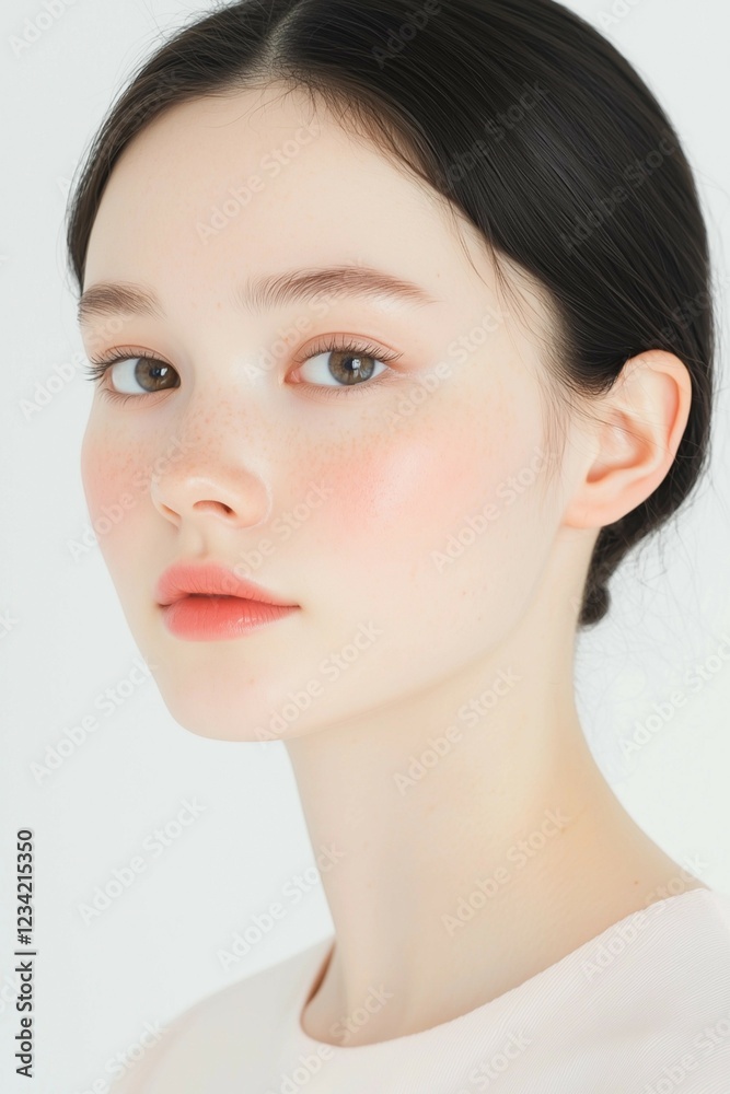 Fresh and Radiant Natural Beauty with Freckles and Glowing Skin Fresh and Radiant Natural Beauty with Freckles and Glowing Skin