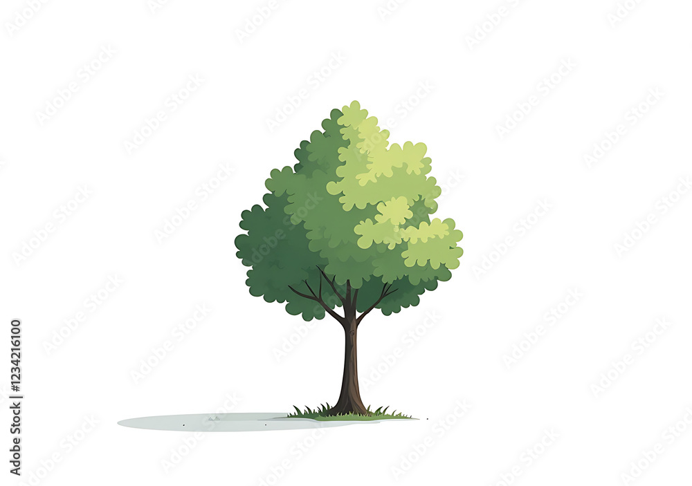 Fototapeta premium lone green tree stands stark white backdrop