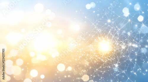 Abstract network connection, light bokeh background, website banner