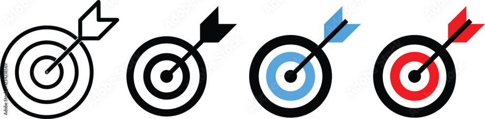 Target icons set. Aim sniper shoot group.  Simple target with arrow. Darts icon. target icon vector illustration graphic design