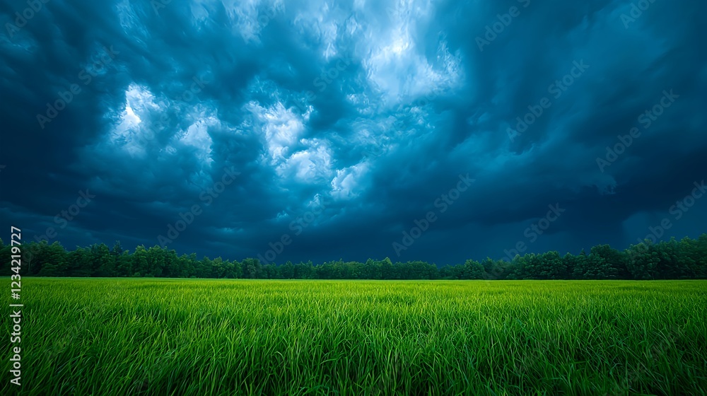 Dark Storm Clouds Over Green Field Dark Storm Clouds Over Green Field