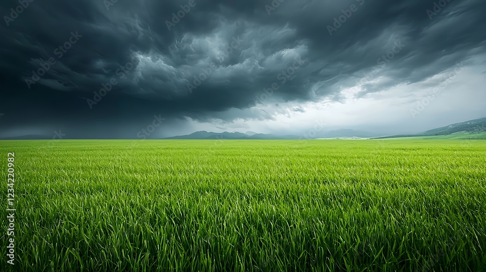 Obraz premium Dark Storm Clouds Over Lush Green Field