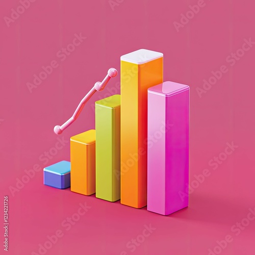 Colorful bar graph shows upward trend. Free Download Colorful bar graph shows upward trend. - GFXLoad