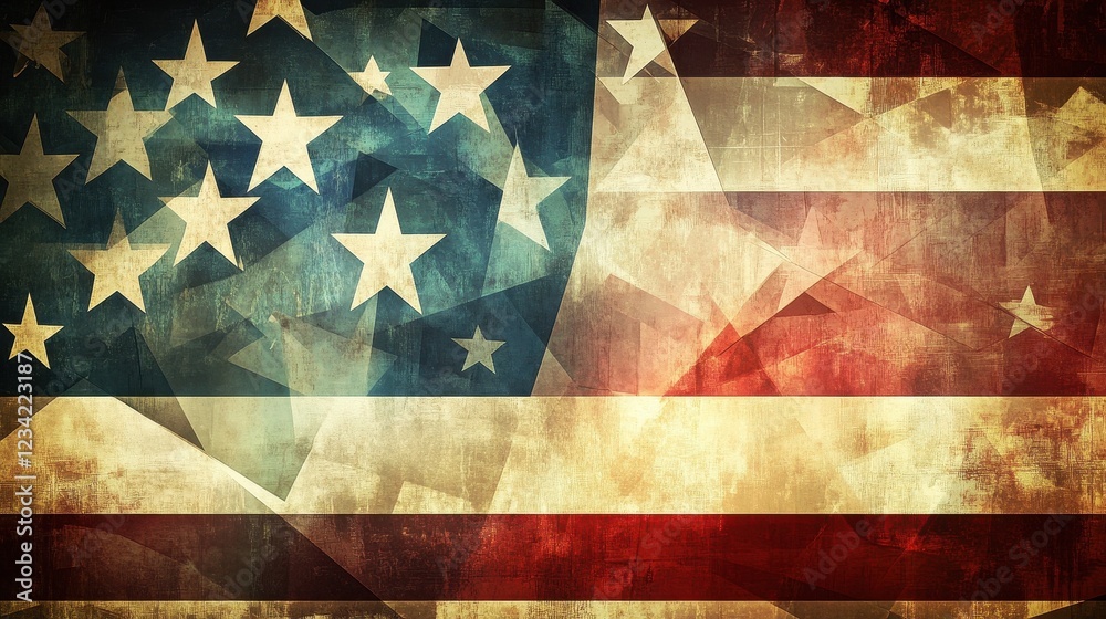 Naklejka premium Abstract American Flag Design With Stars and Stripes