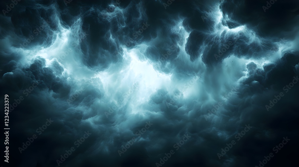 Obraz premium Dark Storm Cloudscape: Intense Blue and Grey