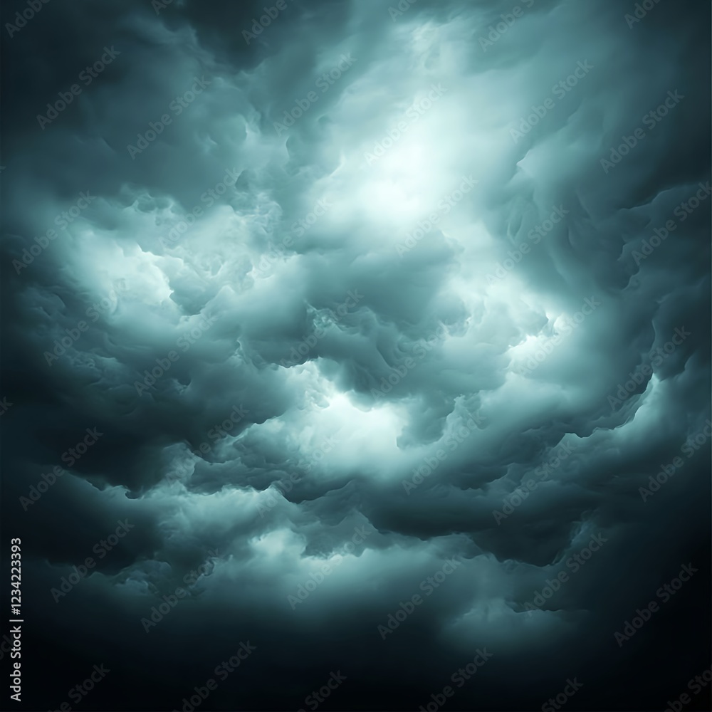 Obraz premium Dark Storm Cloudscape: Heavy Grey and Blue Sky