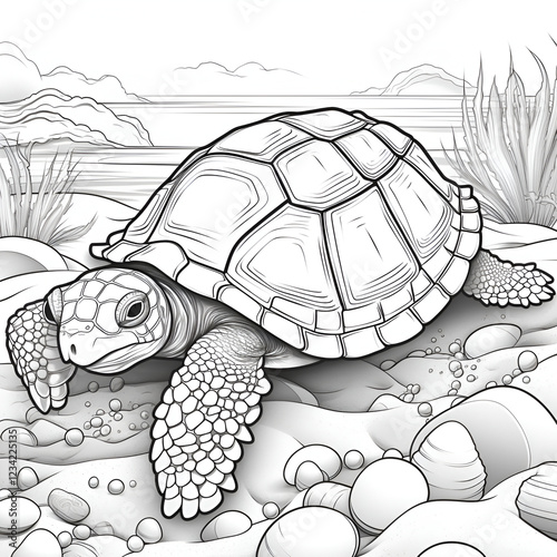 turtle on the beach coloring page 