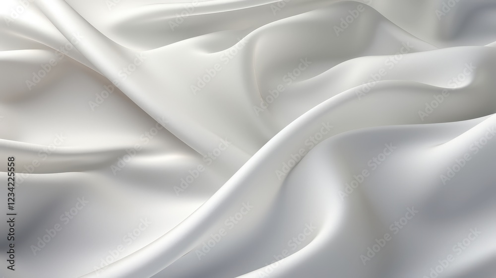 Obraz premium Close-up View of Smooth White Fabric with Gentle Waves and Soft Texture, Ideal for Elegant Backgrounds and Textile Design Projects