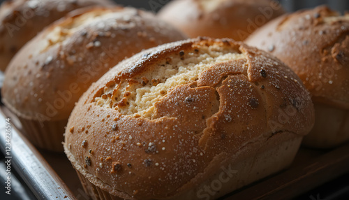 a freshly baked loafs of bread with a golden brown crust