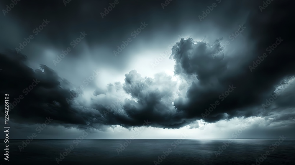 Obraz premium Dark Stormy Ocean Under Dramatic Clouds