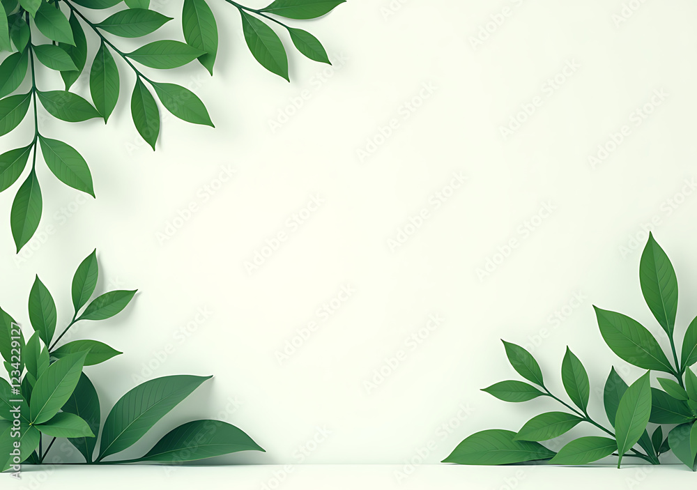 Naklejka premium green leaves adorn decorative panoramic wall foliage