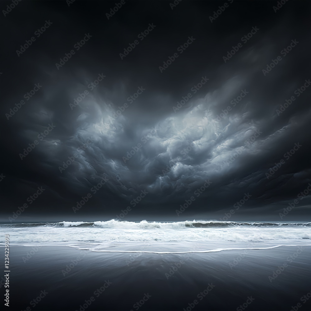 Fototapeta premium Dark Stormy Seascape at Night