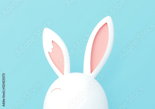 light blue background features white rabbit ears plenty empty space easter minimalist