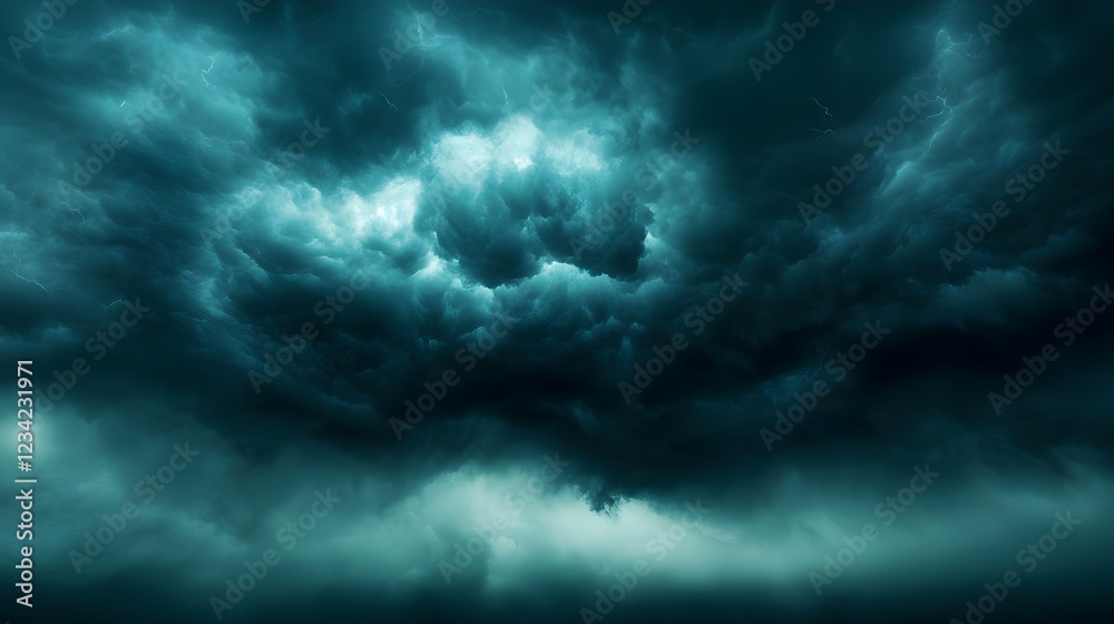 Obraz premium Dark Teal Storm Clouds at Night