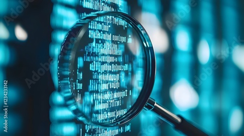 Digital Document Verification Process Highlighted with Magnifying Glass on Clean Minimal Background