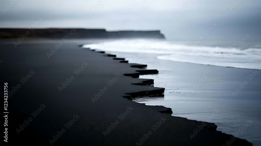 Fototapeta premium Dark Volcanic Beach Landscape