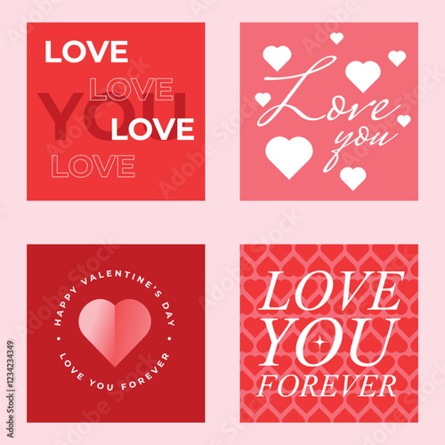Happy Valentine's Day templates for social media posts, cover, poster, banners, marketing, sales promotion. Vector illustration.