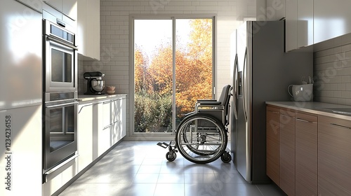voice-activated kitchen appliances for wheelchair user in universal design home