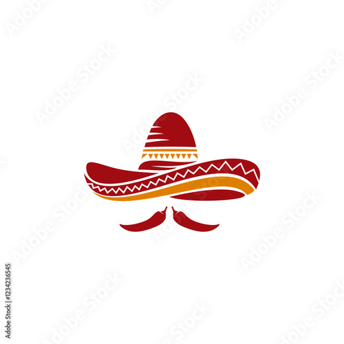 Creative Mexican Sombrero Mustache Head Traditional Logo Vector Design 