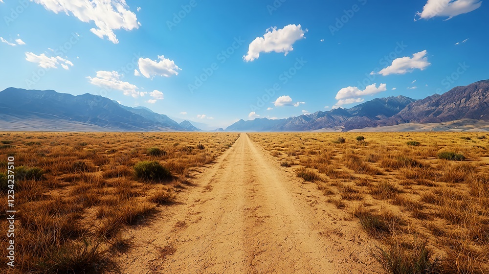 Desert Landscape With Dirt Road Desert Landscape With Dirt Road
