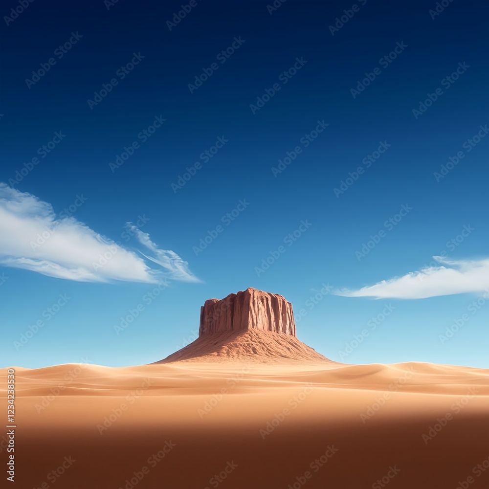 Naklejka premium Desert Rock Formation Under a Blue Sky