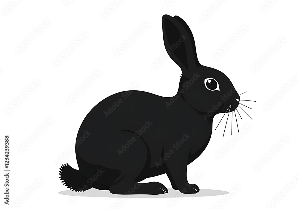 Obraz premium simple black rabbit outline isolated white vector digital file